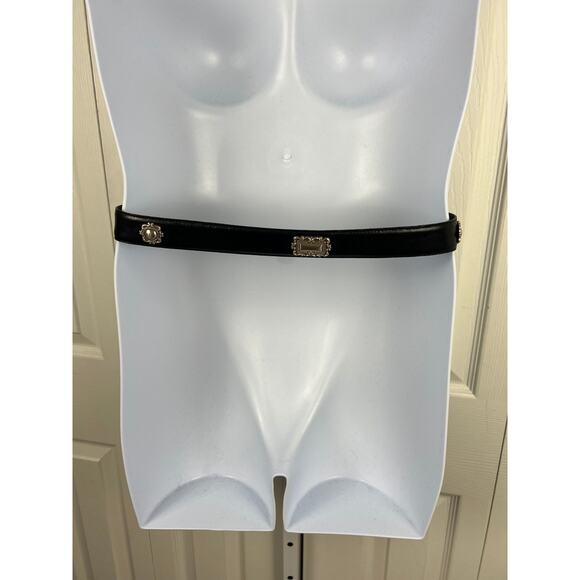 Fossil Black Leather Belt With Silver Accents Size Large Western Boho Rodeo - Picture 5 of 10